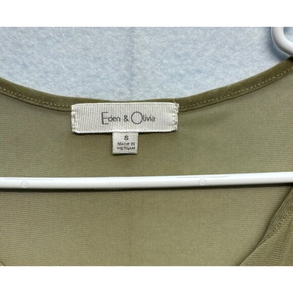 Eden & Olivia Womens Olive Long Sleeve Button Down Blouse Top Size Small - Picture 3 of 7